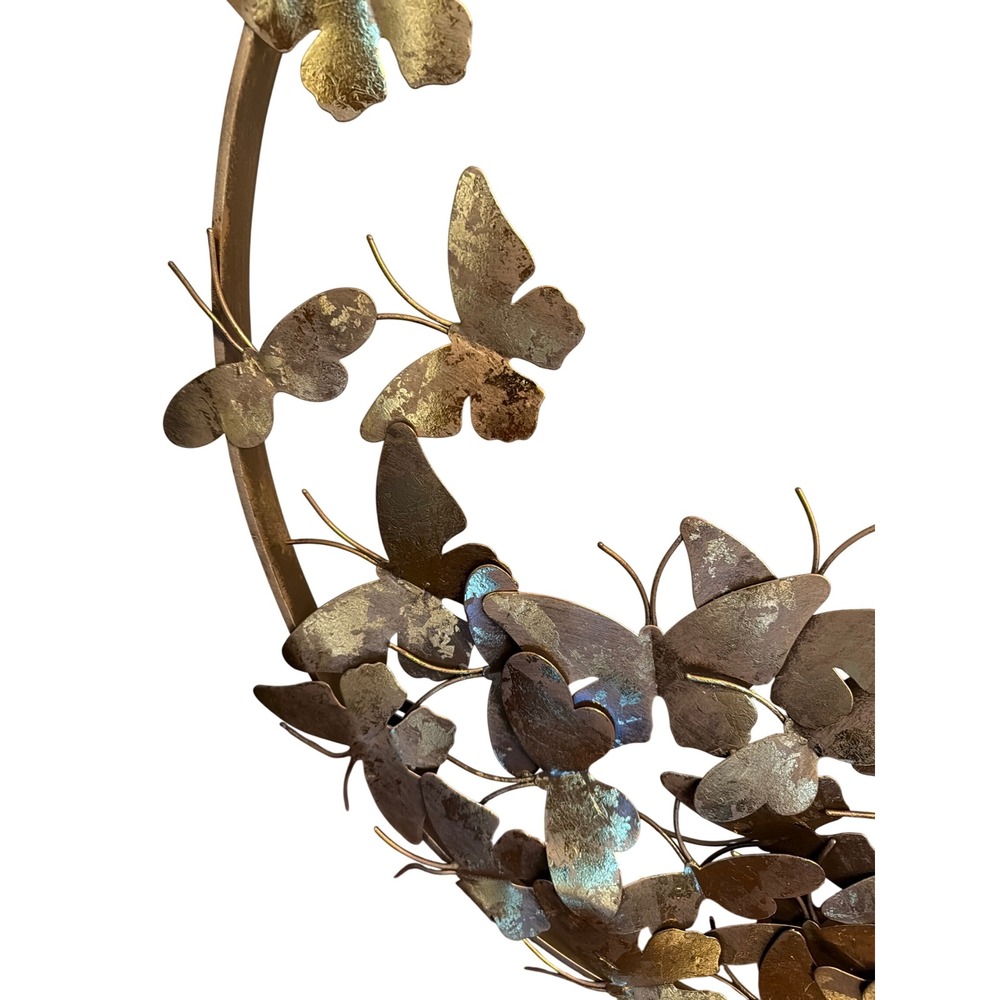 Metal Wall Art Gold Butterfly Swarm Round Large 3D Sculpture Glam Decor - Picture 3 of 5